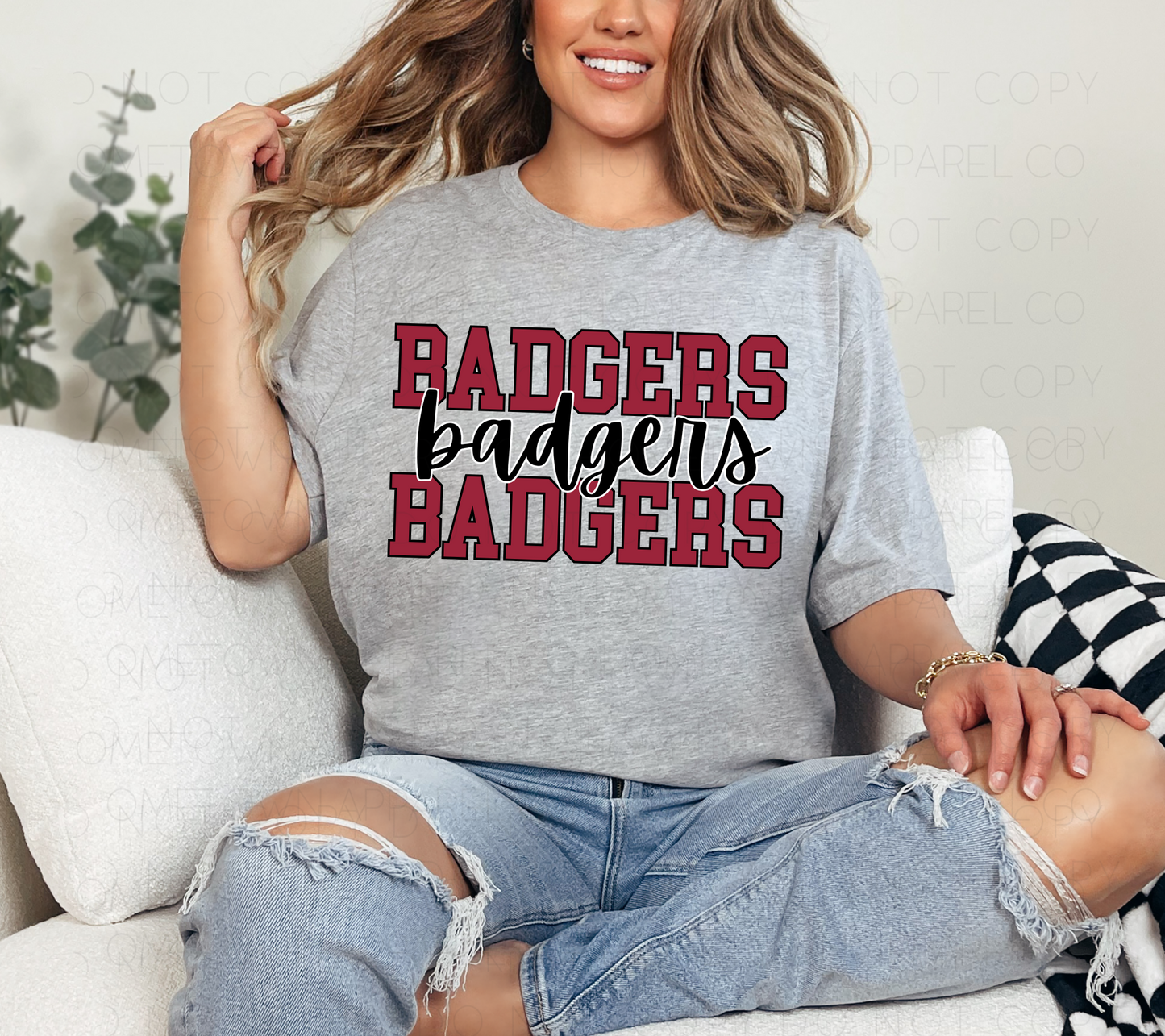 Stacked Badgers Tee & Sweatshirt-Classic Spirit Style
