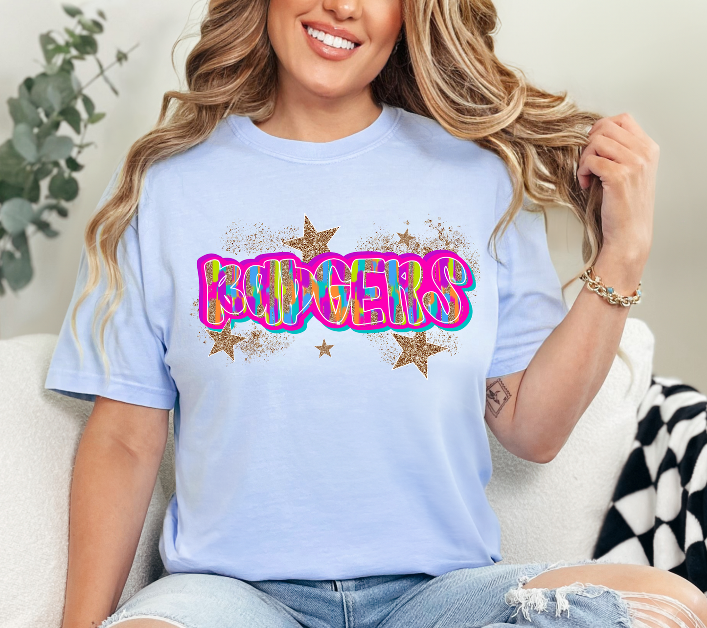 Badgers Glitter Star Tee
