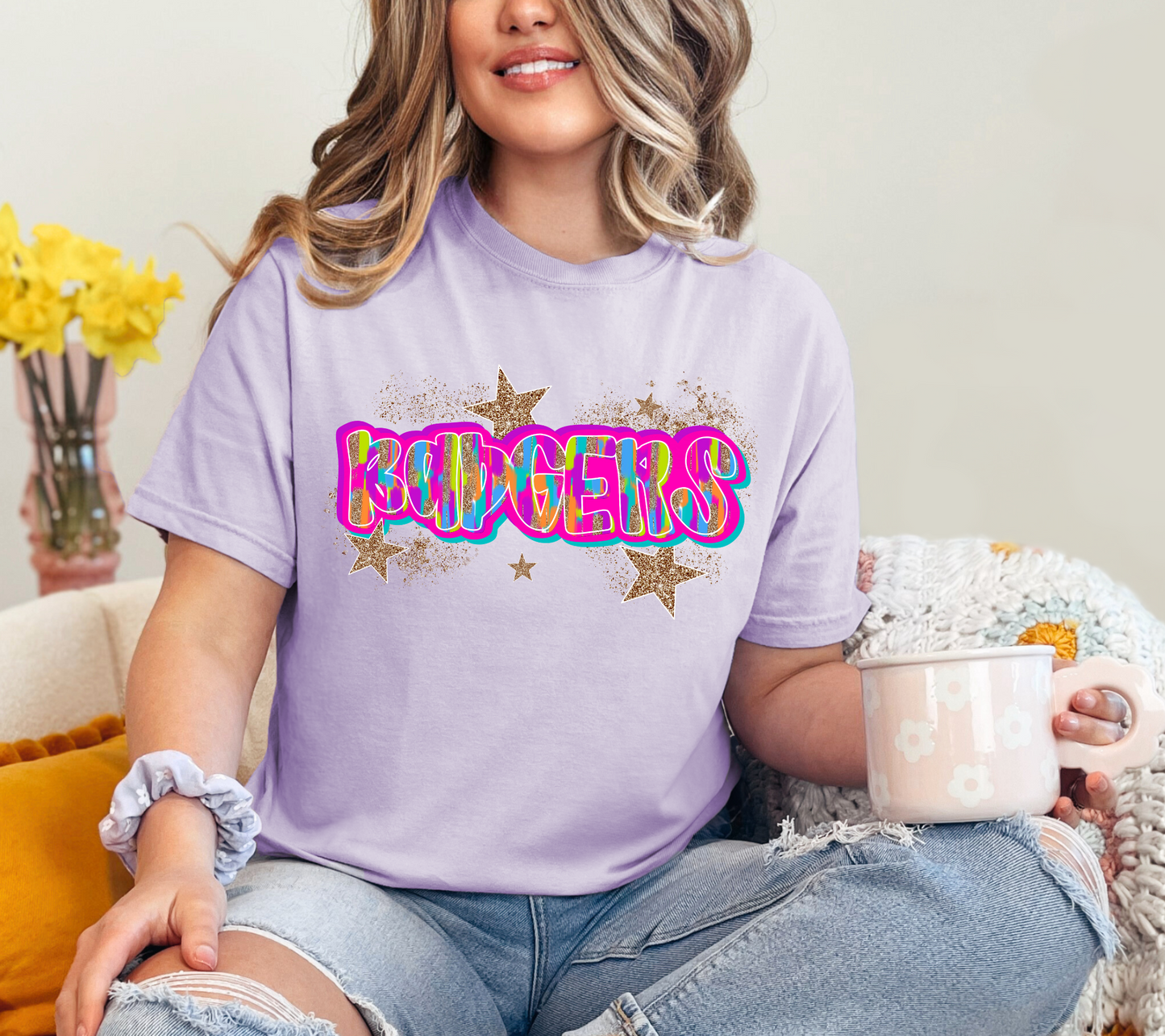 Badgers Glitter Star Tee