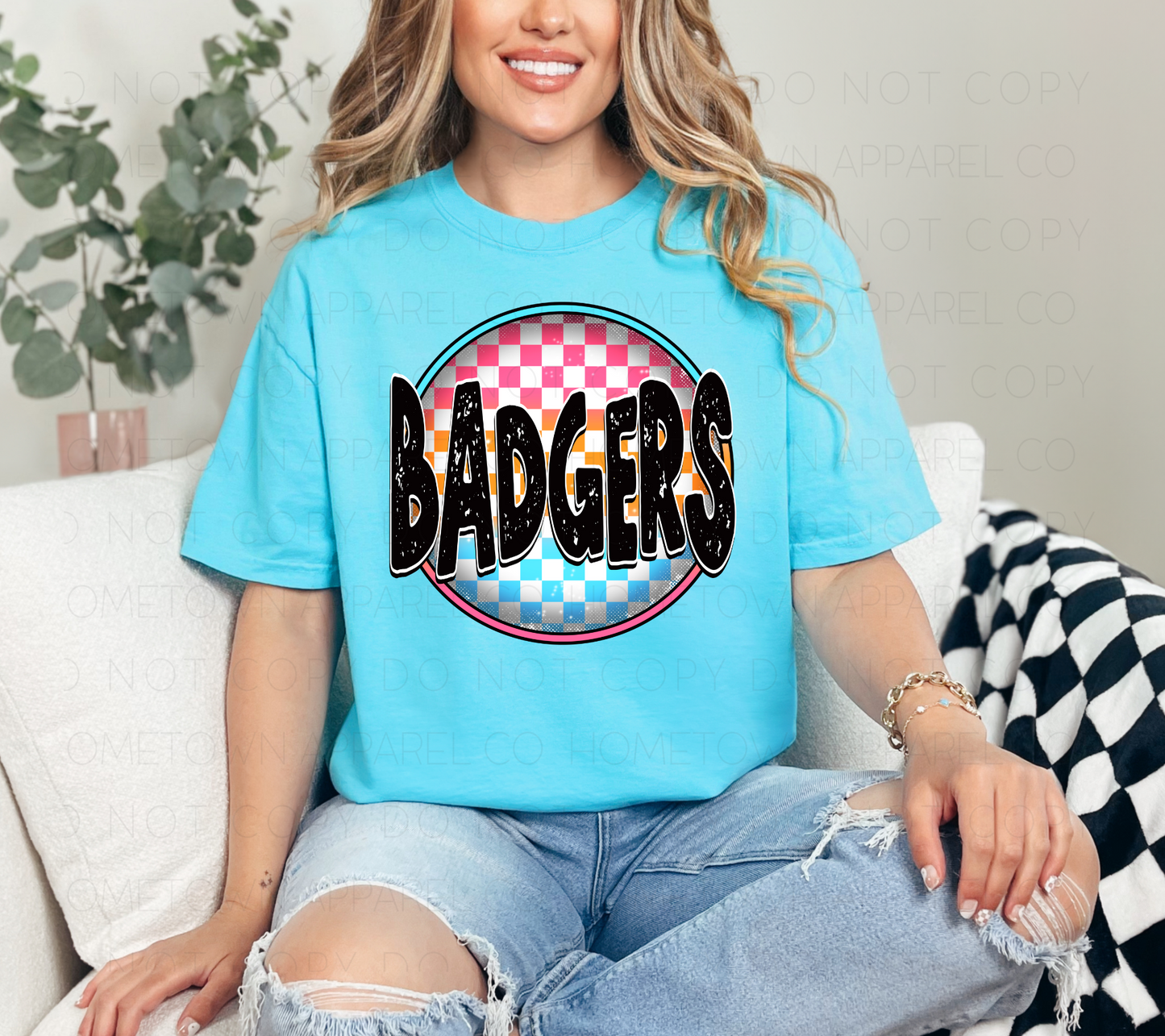 Retro Checkered Badgers Tee