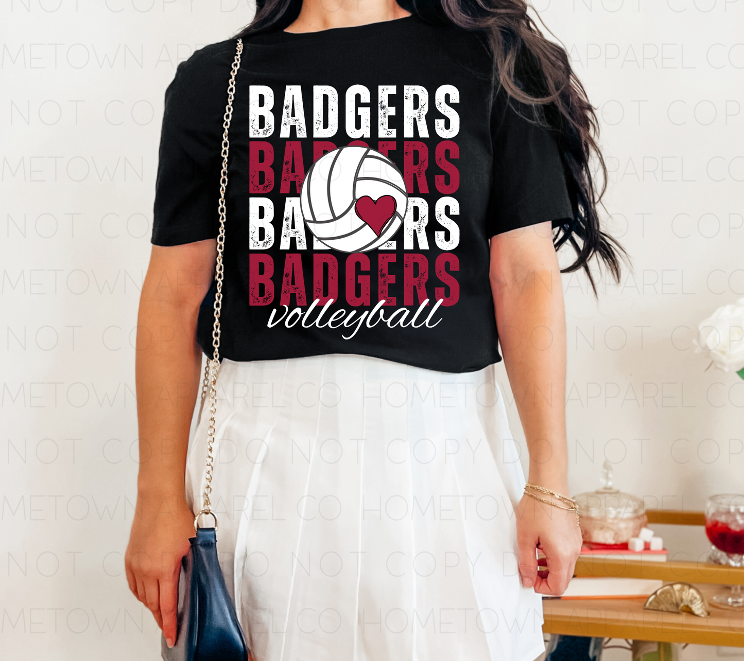Stacked Badgers Volleyball Tee & Sweatshirt
