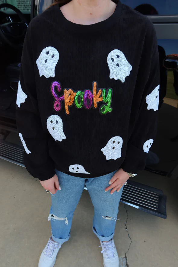 Spooky Sequin Corded Crew