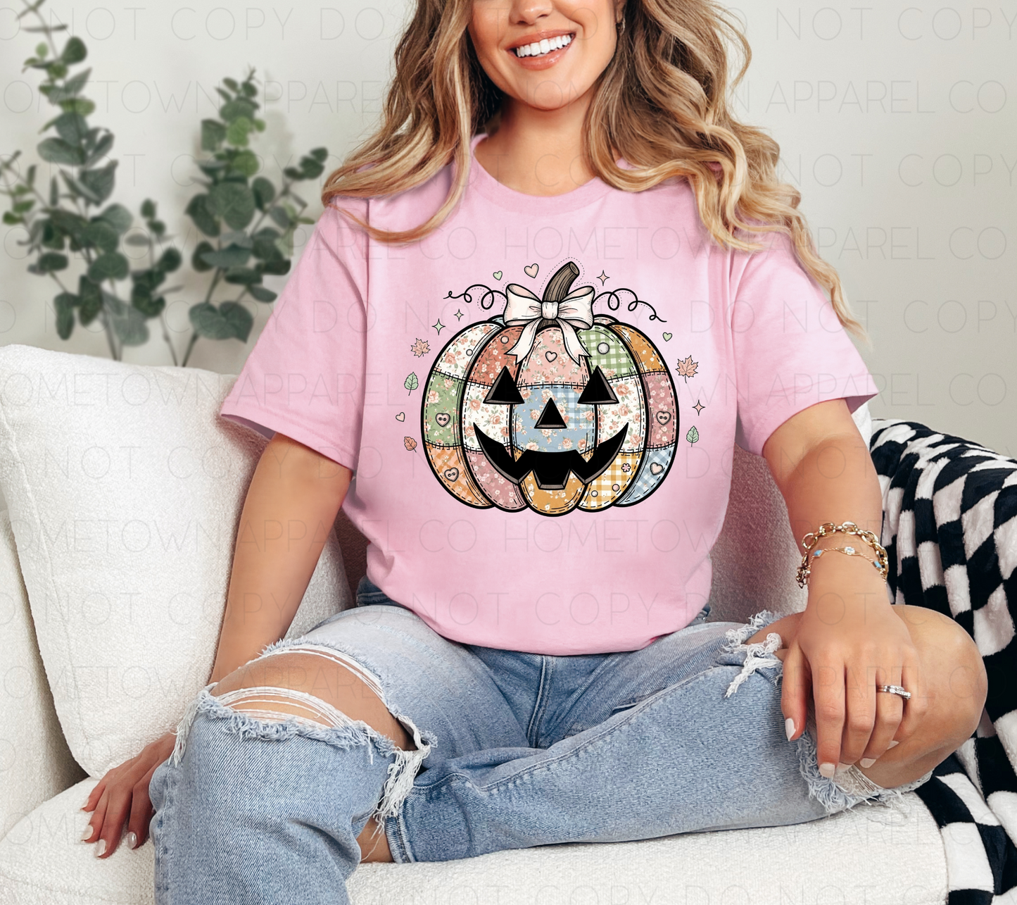Pastel Patchwork Pumpkin Tee & Sweatshirt