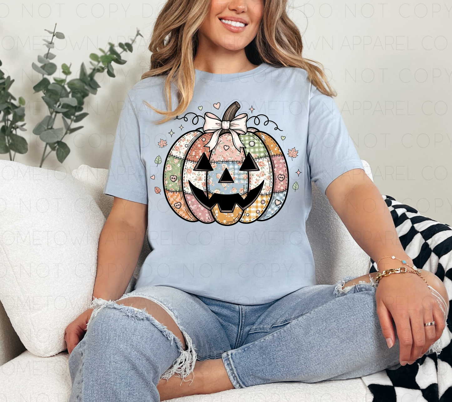 Pastel Patchwork Pumpkin Tee & Sweatshirt