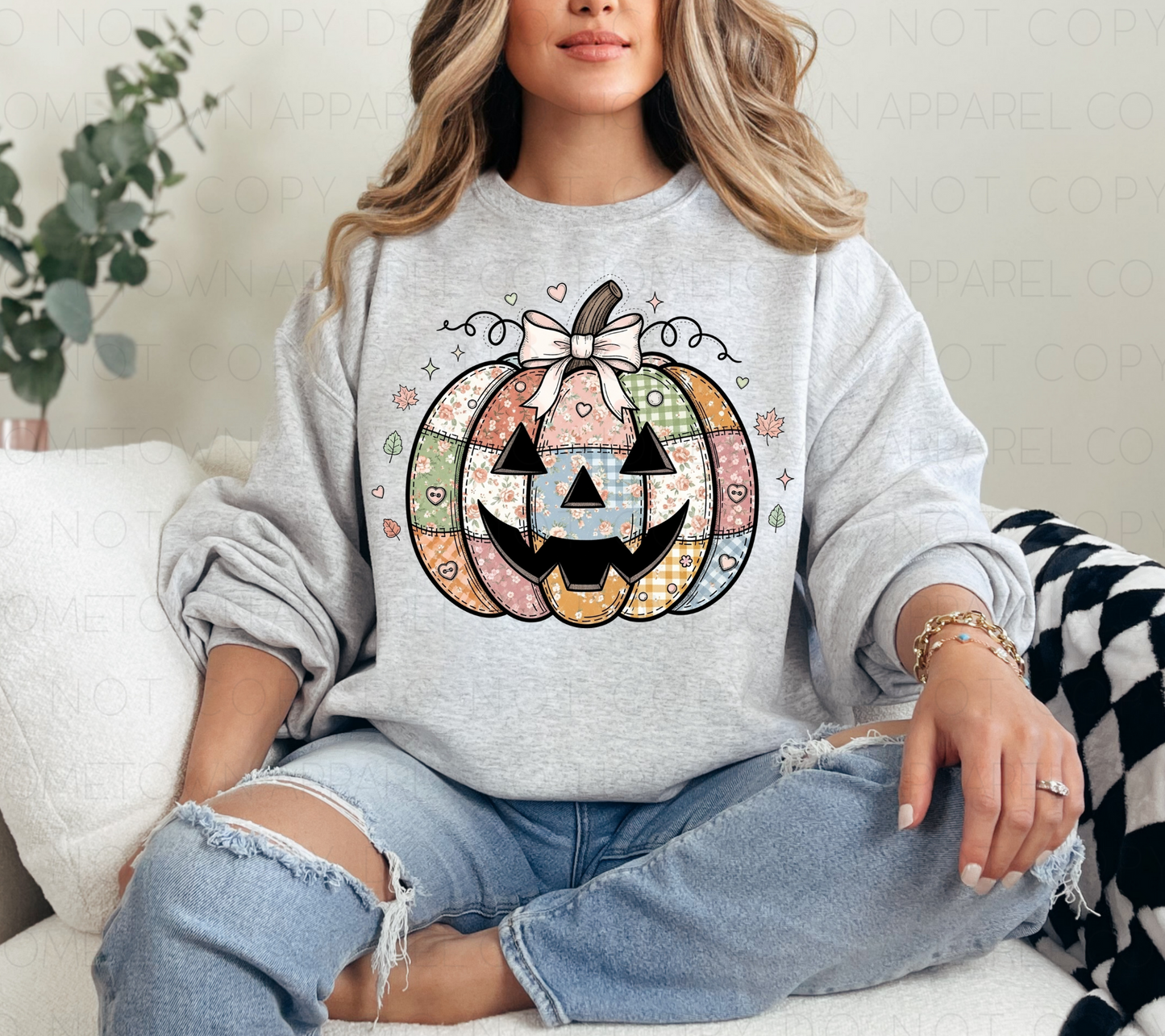 Pastel Patchwork Pumpkin Tee & Sweatshirt