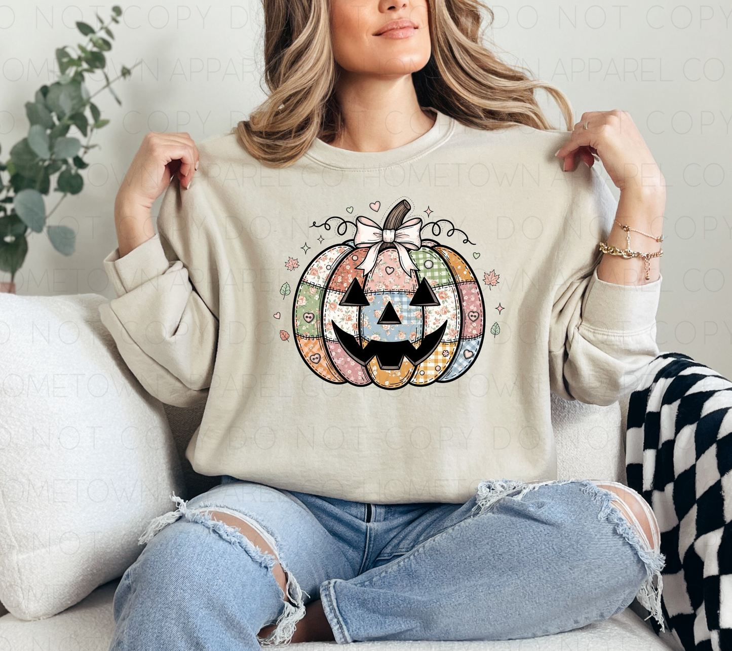 Pastel Patchwork Pumpkin Tee & Sweatshirt