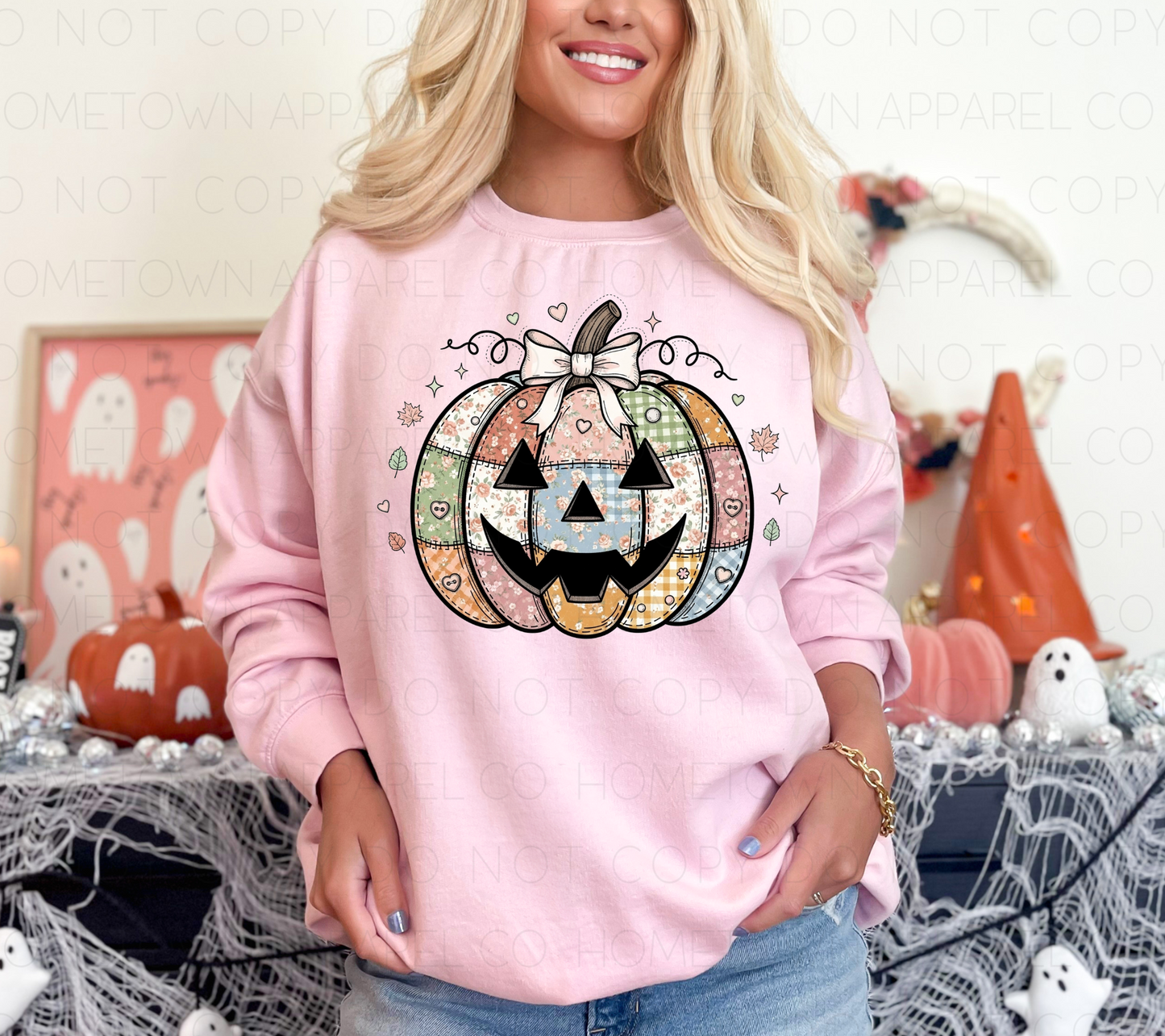 Pastel Patchwork Pumpkin Tee & Sweatshirt