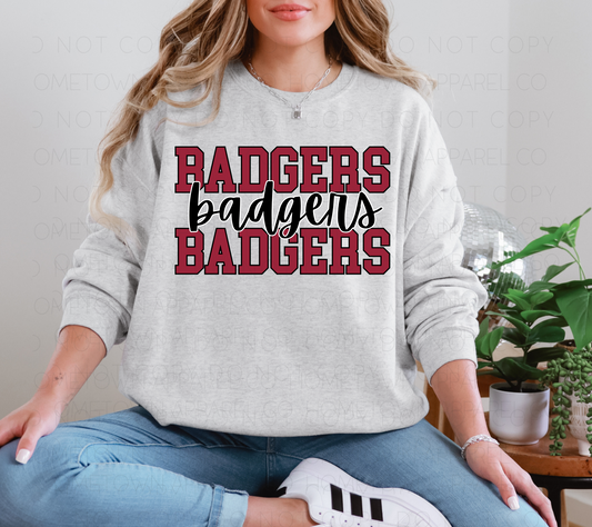 Stacked Badgers Tee & Sweatshirt-Classic Spirit Style