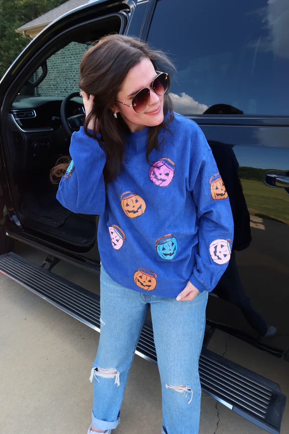 Jack-o’-lantern Sequin Corded Crews