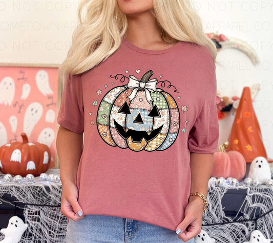 Pastel Patchwork Pumpkin Tee & Sweatshirt