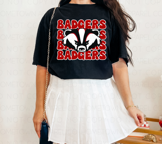 Retro Stacked Badgers Tee